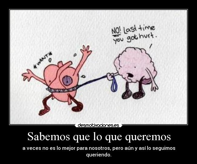 Sabemos que lo que queremos - a veces no es lo mejor para nosotros, pero aún y así lo seguimos queriendo.