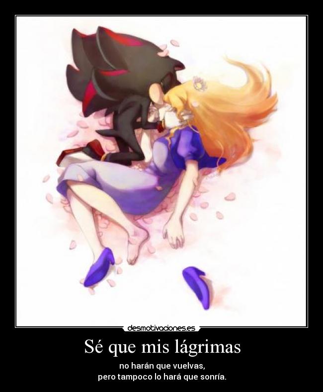 Sé que mis lágrimas - no harán que vuelvas,
pero tampoco lo hará que sonría.