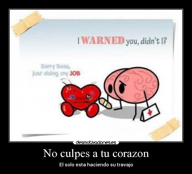 No culpes a tu corazon - El solo esta haciendo su travajo