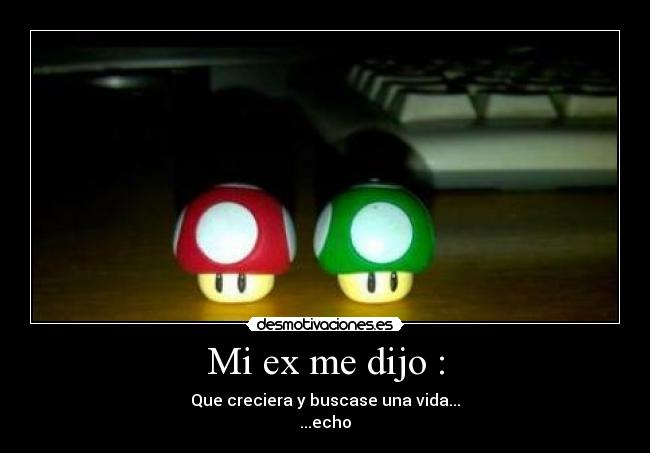 Mi ex me dijo : - Que creciera y buscase una vida...
...echo