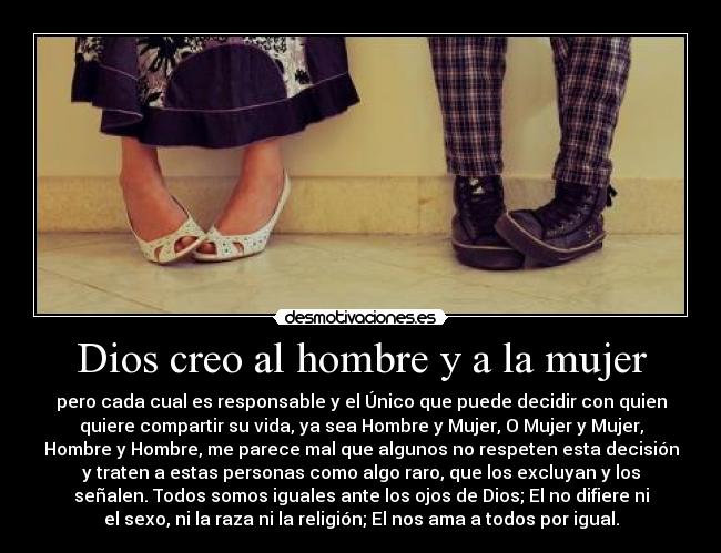 Dios creo al hombre y a la mujer -