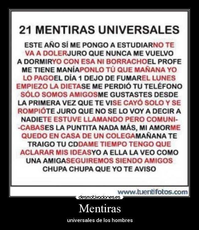 Mentiras - universales de los hombres