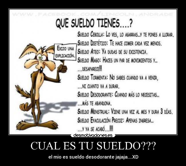 CUAL ES TU SUELDO??? - el mio es sueldo desodorante jajaja....XD