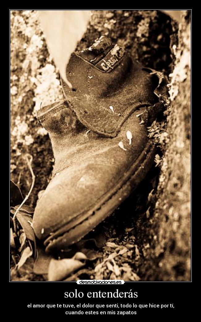 solo entenderás - el amor que te tuve, el dolor que senti, todo lo que hice por tí,
cuando estes en mis zapatos