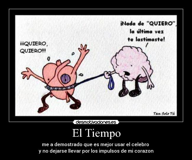 El Tiempo - me a demostrado que es mejor usar el celebro
y no dejarse llevar por los impulsos de mi corazon
