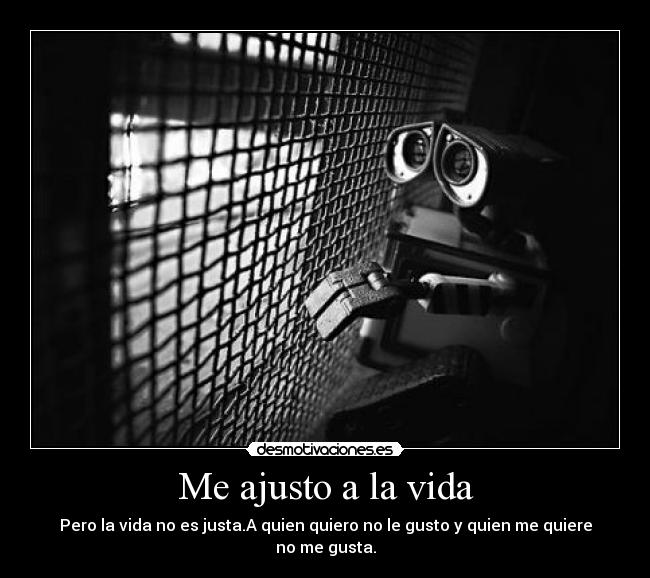 Me ajusto a la vida - Pero la vida no es justa.A quien quiero no le gusto y quien me quiere no me gusta.