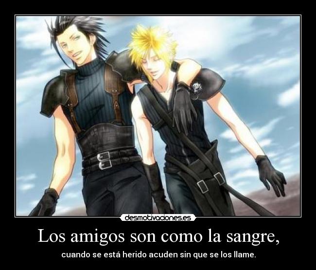 carteles amigos cloud zack fair final fantasy vii crisis core desmotivaciones