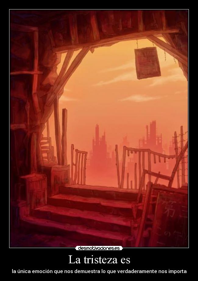 La tristeza es - la única emoción que nos demuestra lo que verdaderamente nos importa