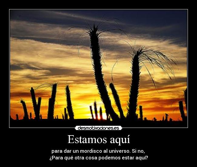 Estamos aquí - para dar un mordisco al universo. Si no,
¿Para qué otra cosa podemos estar aquí?