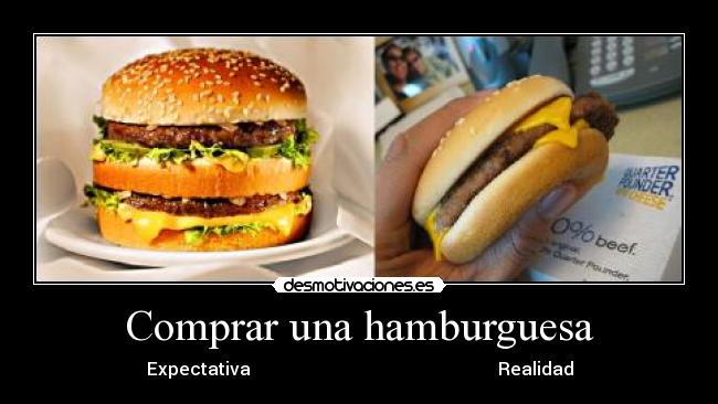 Comprar una hamburguesa - Expectativa                                                        Realidad