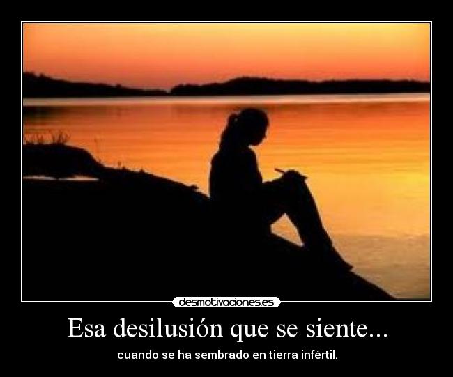 Esa desilusión que se siente... - cuando se ha sembrado en tierra infértil.