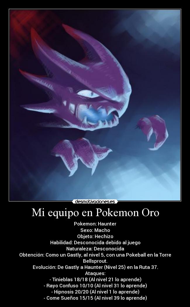 Mi equipo en Pokemon Oro - 