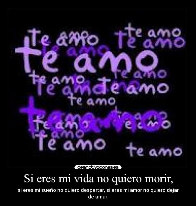 Si eres mi vida no quiero morir, - si eres mi sueño no quiero despertar, si eres mi amor no quiero dejar de amar.