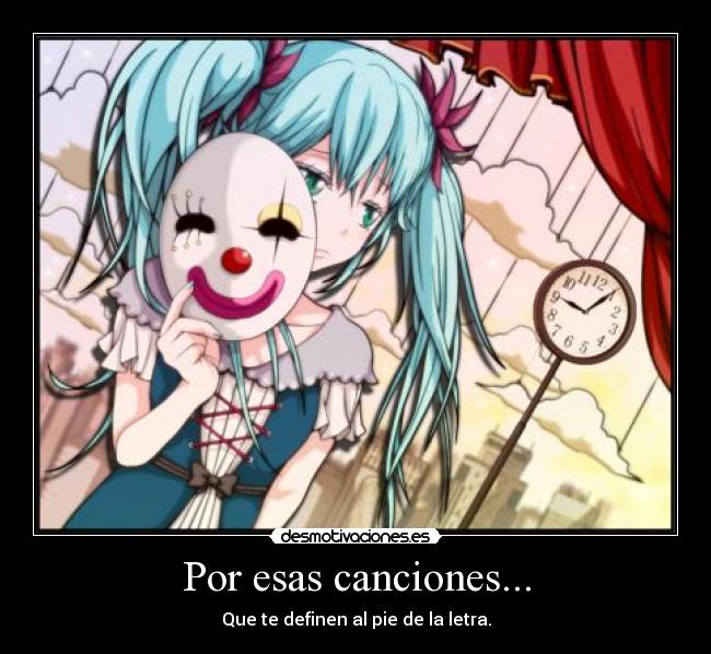 carteles hatsune miku vocaloid canciones pierrot desmotivaciones