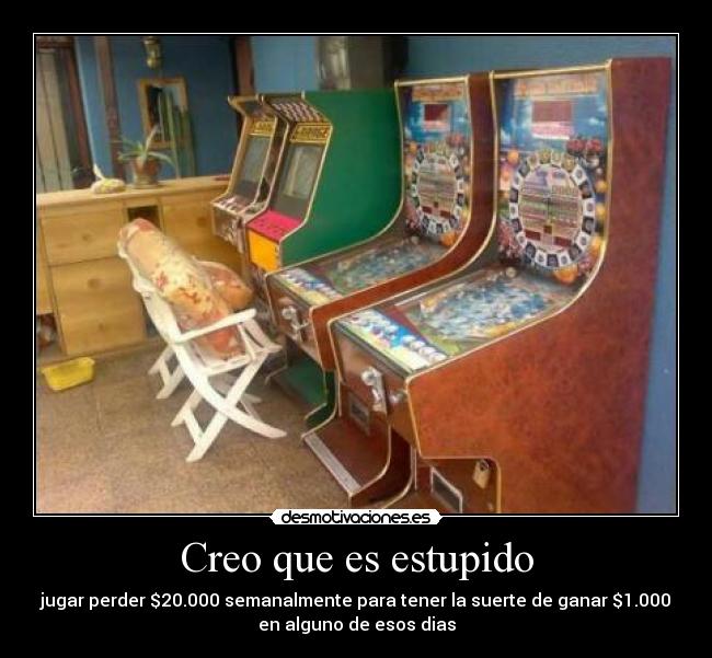 Creo que es estupido - jugar perder $20.000 semanalmente para tener la suerte de ganar $1.000
en alguno de esos dias