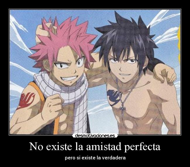 carteles amistad anime fairy tail natsu gray amistad ajajjaa eso que son amigos desmotivaciones