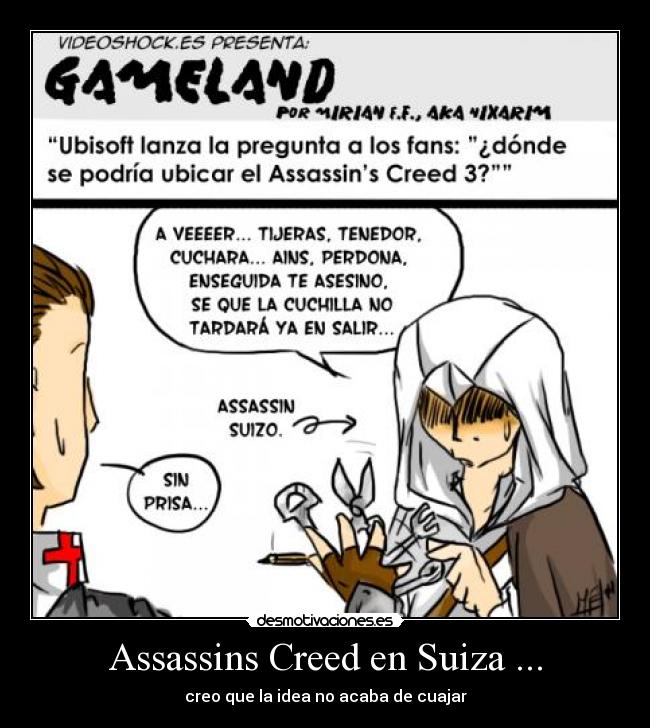 carteles assassins creed suiza omg desmotivaciones