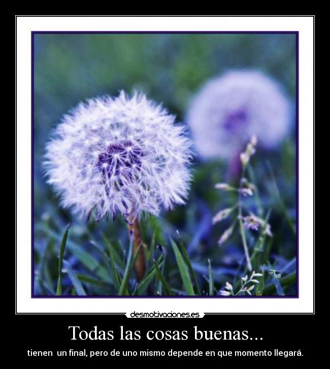 Todas las cosas buenas... - tienen un final, pero de uno mismo depende en que momento llegará.