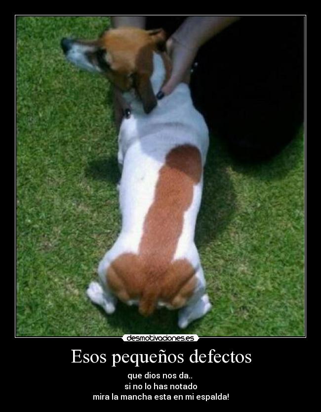 Esos pequeños defectos - que dios nos da.. 
si no lo has notado
mira la mancha esta en mi espalda!