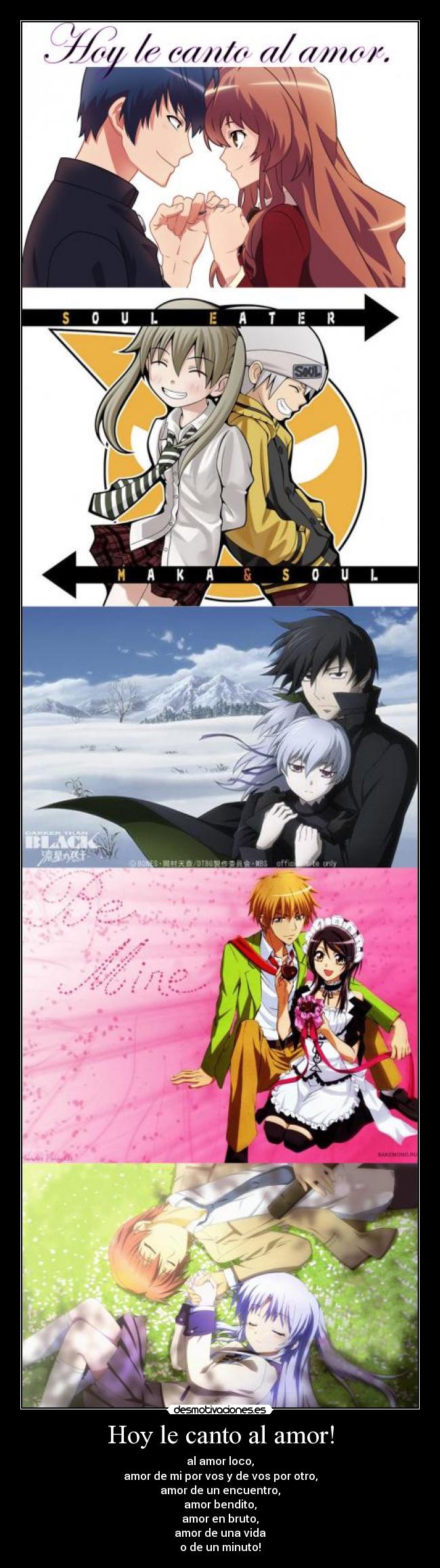 carteles amor anime animes amor todas las formas especies formas tamanos manga otaku desmotivaciones