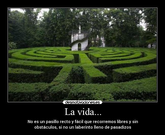 La vida... - No es un pasillo recto y fácil que recorremos libres y sin
obstáculos, si no un laberinto lleno de pasadizos