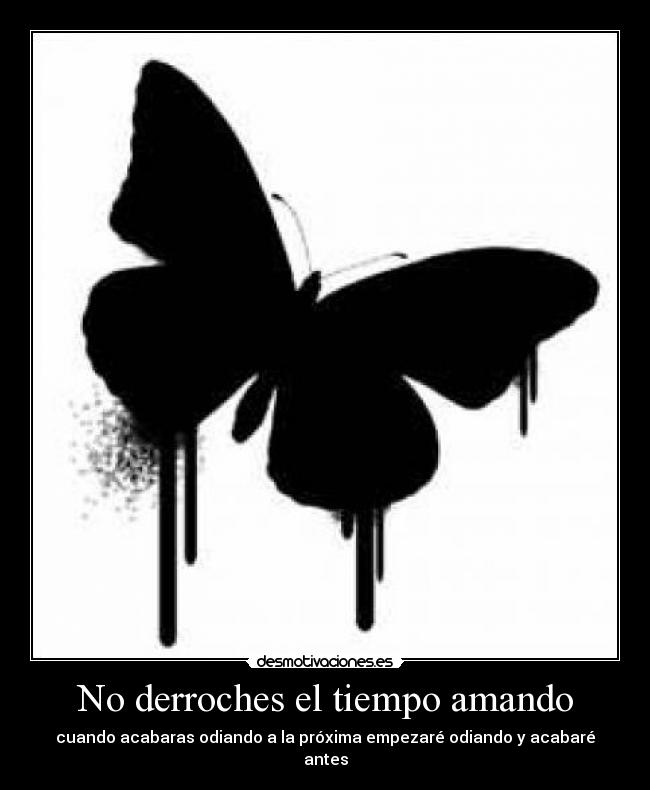 No derroches el tiempo amando - cuando acabaras odiando a la próxima empezaré odiando y acabaré antes