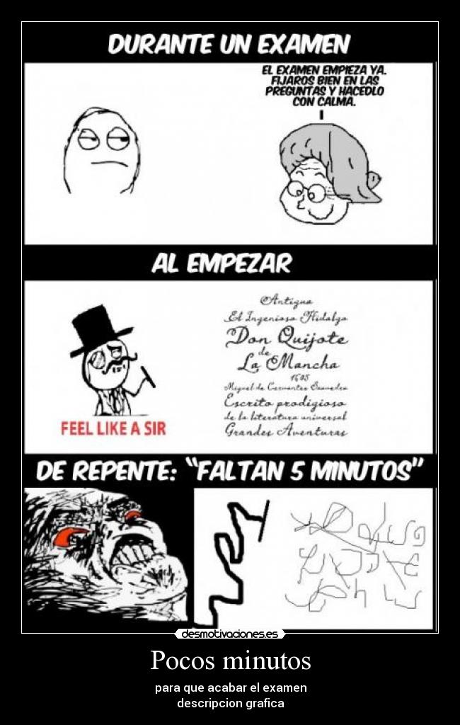 Pocos minutos - para que acabar el examen
descripcion grafica