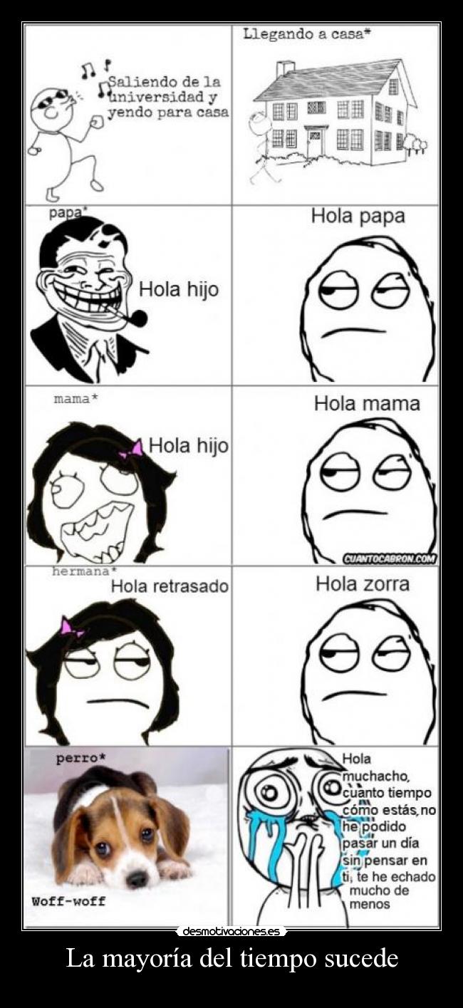 La mayoría del tiempo sucede -