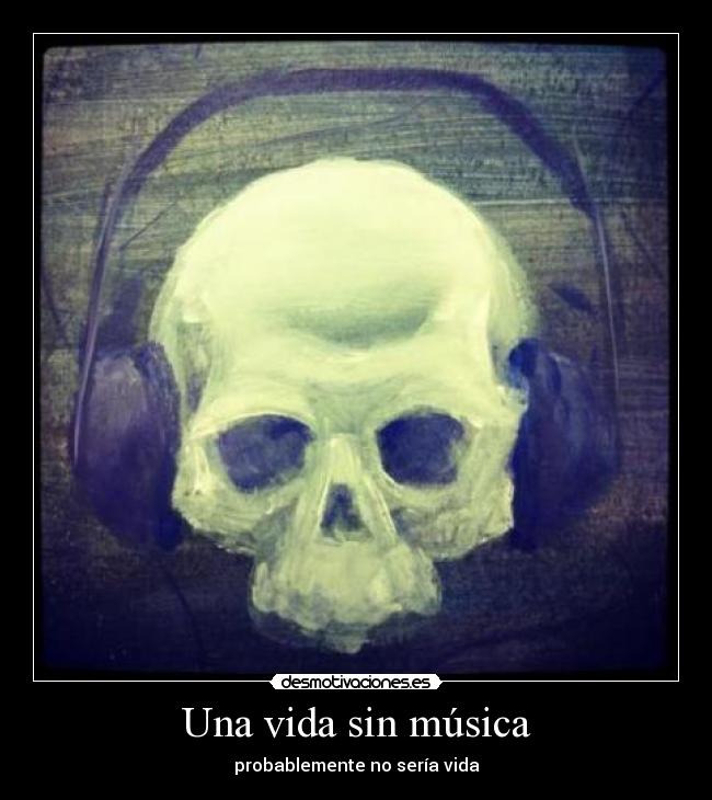 carteles vida musica calavera con cascos escuchando musica takuya36 ahora escucha watercolour pendulum desmotivaciones