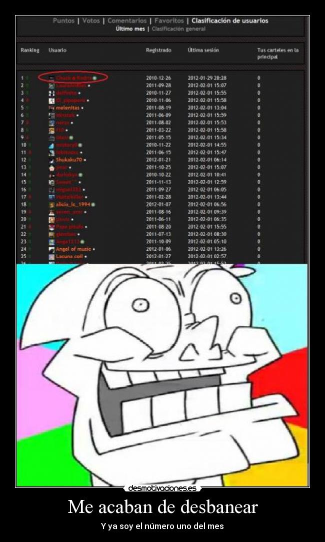 Me acaban de desbanear -