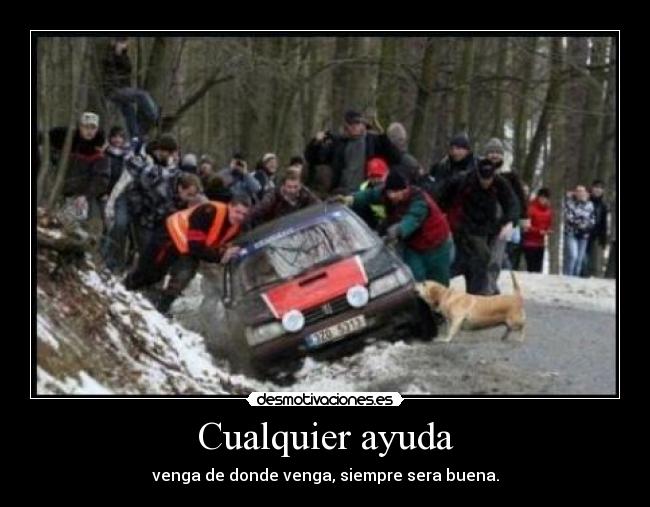 Cualquier ayuda - venga de donde venga, siempre sera buena.