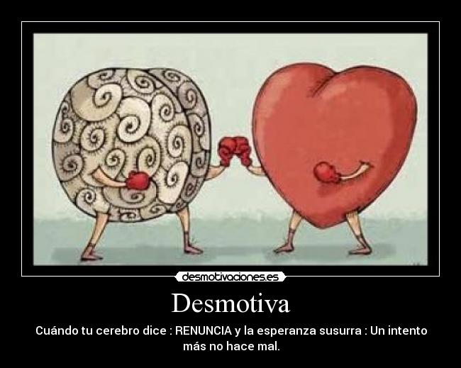 Desmotiva - Cuándo tu cerebro dice : RENUNCIA y la esperanza susurra : Un intento
más no hace mal.