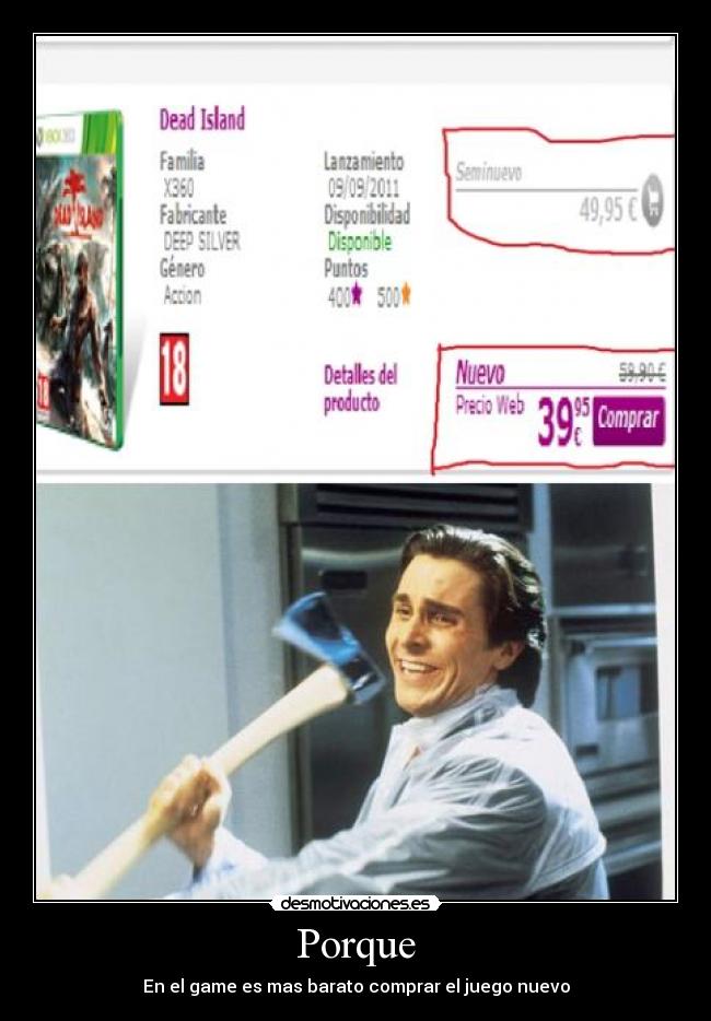 Porque - En el game es mas barato comprar el juego nuevo