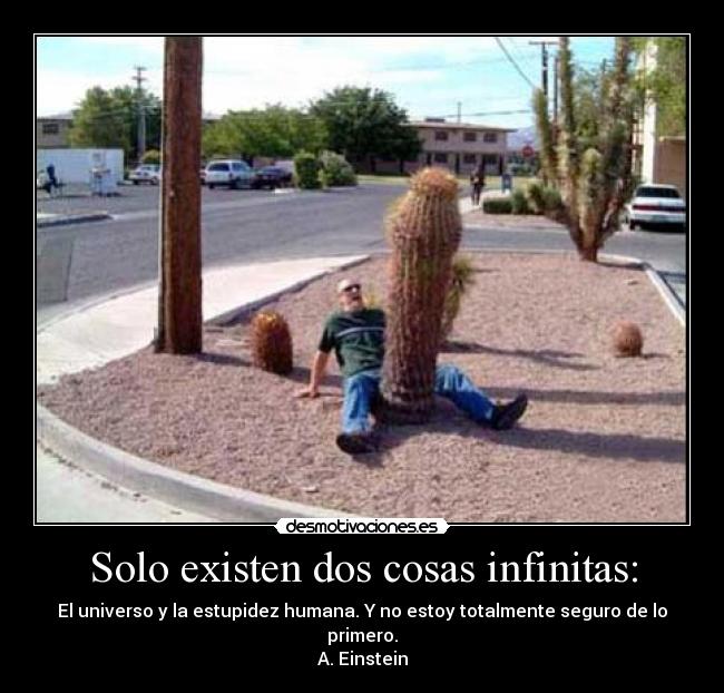 Solo existen dos cosas infinitas: - El universo y la estupidez humana. Y no estoy totalmente seguro de lo primero.
A. Einstein