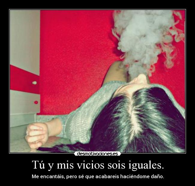 Tú y mis vicios sois iguales. -
