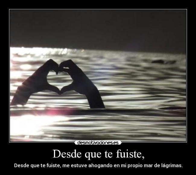 Desde que te fuiste, - Desde que te fuiste, me estuve ahogando en mi propio mar de lágrimas.