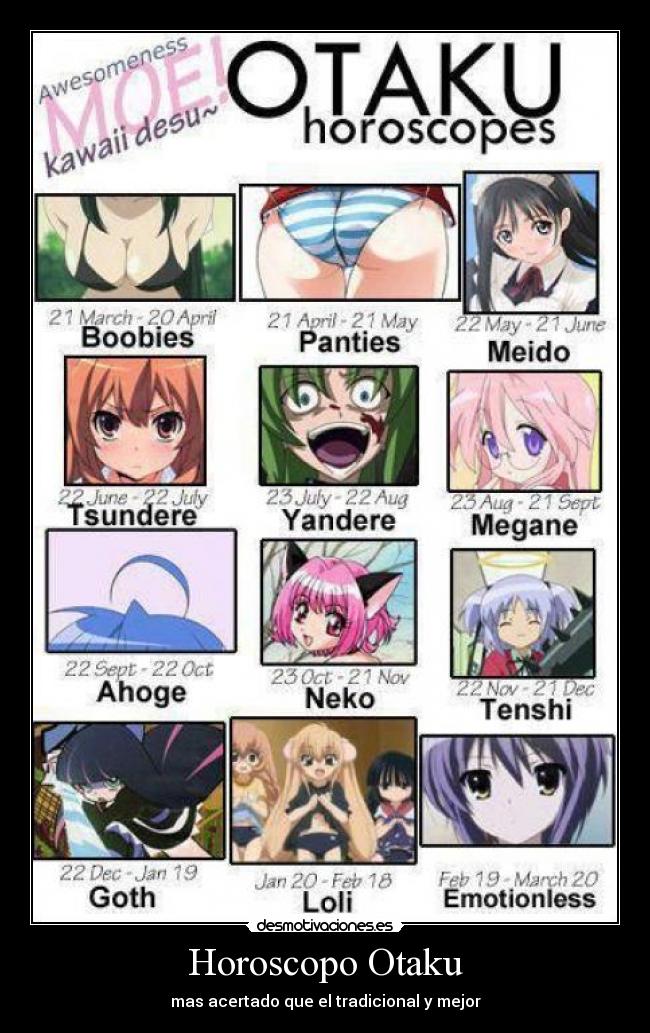 carteles anime manga desu horoscopo desmotivaciones