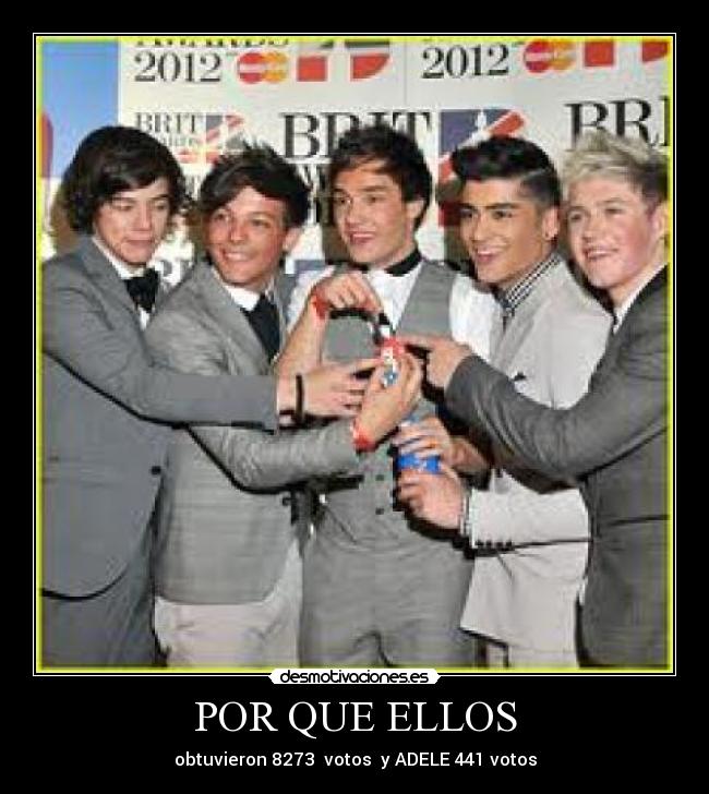 POR QUE ELLOS - obtuvieron 8273  votos  y ADELE 441 votos