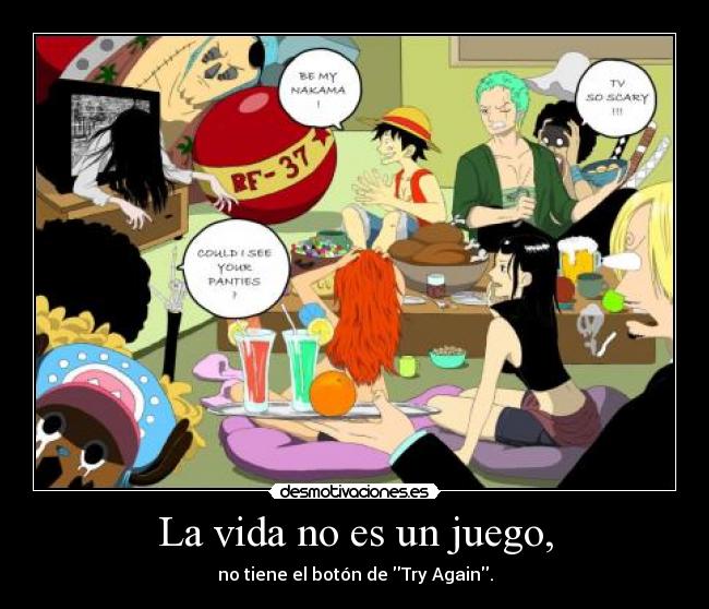 carteles vida one piece luffy zoro sanji robin nami chopper usopp brook franky desmotivaciones