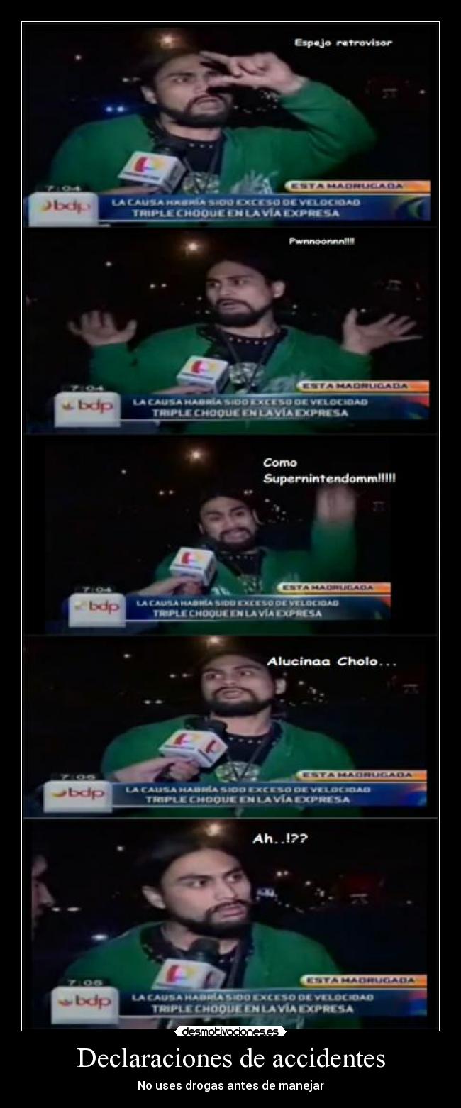 Declaraciones de accidentes - No uses drogas antes de manejar