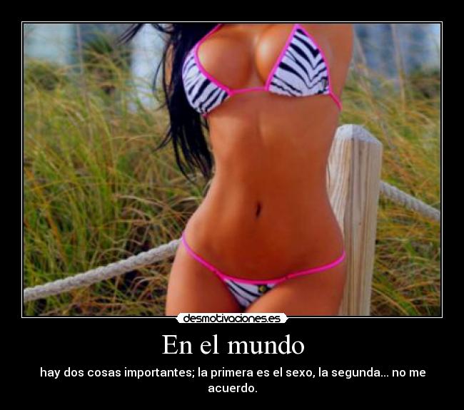 En el mundo - hay dos cosas importantes; la primera es el sexo, la segunda... no me acuerdo.