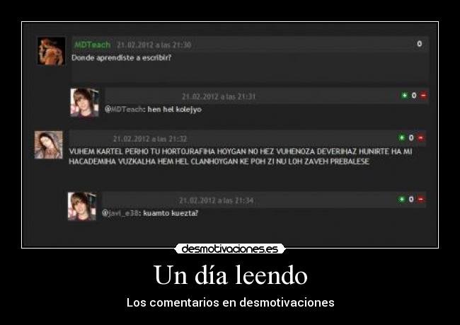Un día leendo - Los comentarios en desmotivaciones