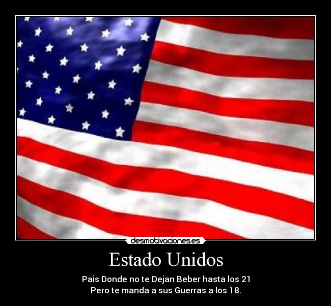 carteles estados unidos pais america guerra beber cerveza bandera blanco rojo azul estrella desmotivaciones