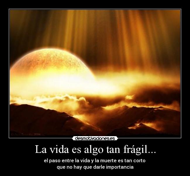 La vida es algo tan frágil... - el paso entre la vida y la muerte es tan corto 
que no hay que darle importancia