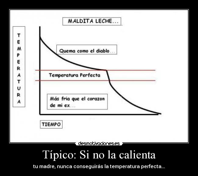 Típico: Si no la calienta - tu madre, nunca conseguirás la temperatura perfecta...