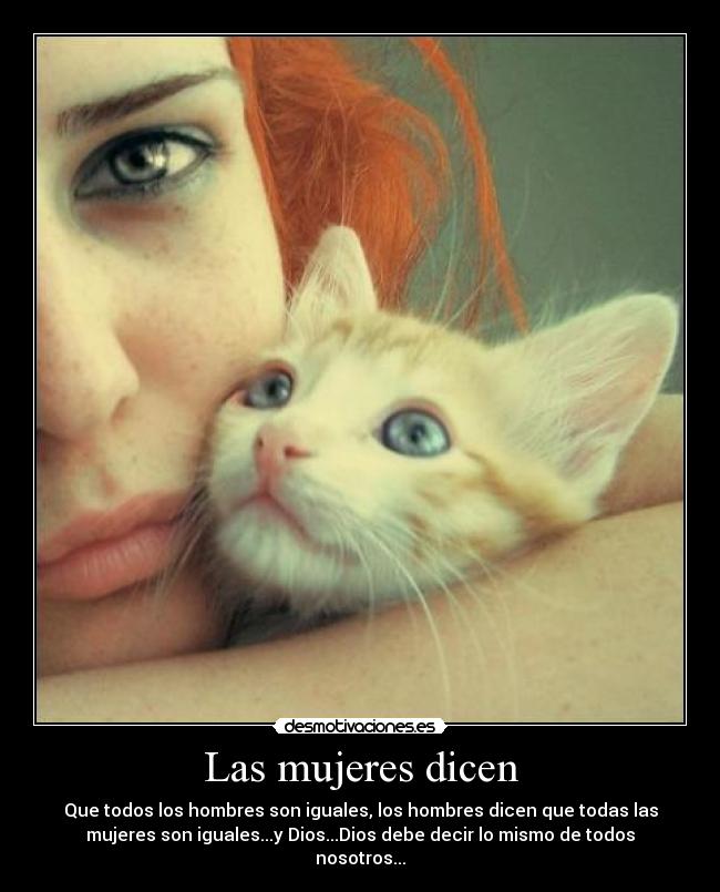 carteles gatosmujeres hombres dios iguales todos nosotros somos iguales desmotivaciones