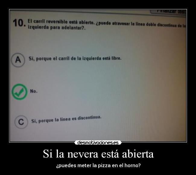 Si la nevera está abierta - ¿puedes meter la pizza en el horno?