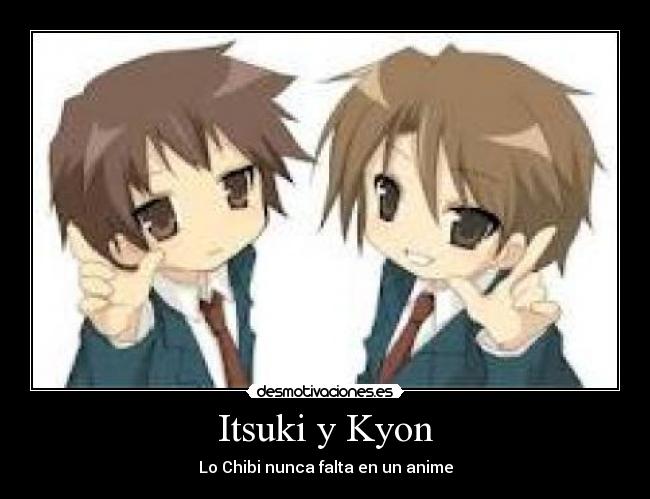 carteles itsuki kyon suzumiya haruhi yuutsu chibi anime kawaii kakoi desmotivaciones