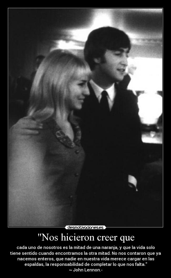 carteles frase john lennon media naranja desmotivaciones