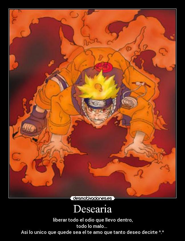 Desearia - liberar todo el odio que llevo dentro,
todo lo malo...
Asi lo unico que quede sea el te amo que tanto deseo decirte ^.^